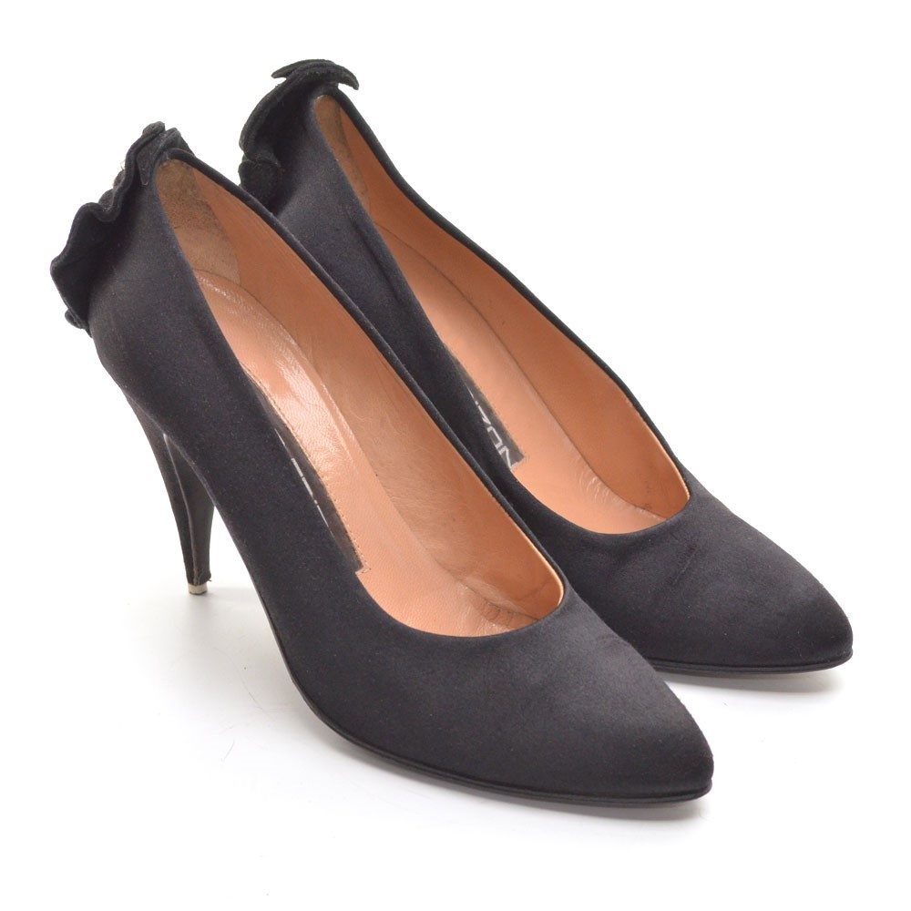 Maud Frizon Paris Black Satin Pointed Toe Dress Pump 38
